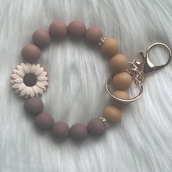 Wristlet|Silicone Bead Wristlet|Key Wristlet|Teacher Wristlet|Keychain Wristlet|Flower Wristlet|Gift for Mom|Gift for her|Bridesmaid Gift