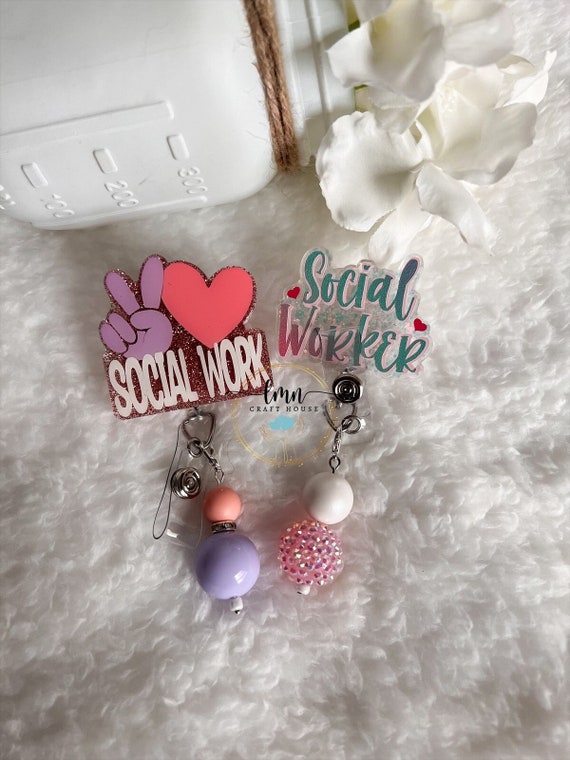 Social Worker Badge Reel| LMSW Badge Reel|LCSW Badge Reel Personalized Badge Reel| Medical Badge Reel|Badge Clip| Custom Badge