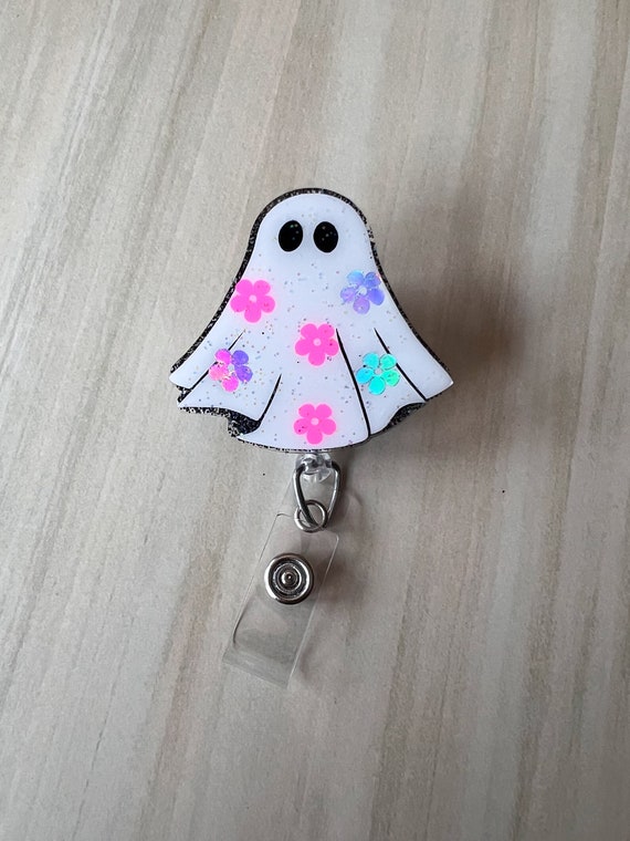 Floral Ghost Badge Reel|Holographic Ghost Badge Reel|Haunted Badge Reel|Spooky Badge Reel|Halloween Badge Reel|Fall Badge Reel|Autumn Badge