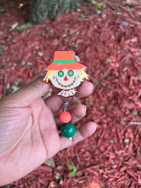 Scarecrow Badge Reel|Halloween Badge Reel|Cute Badge Reel| Badge Clip|Custom Badge|Personalized Badge|Fall Badge ReelRetractable badge reel