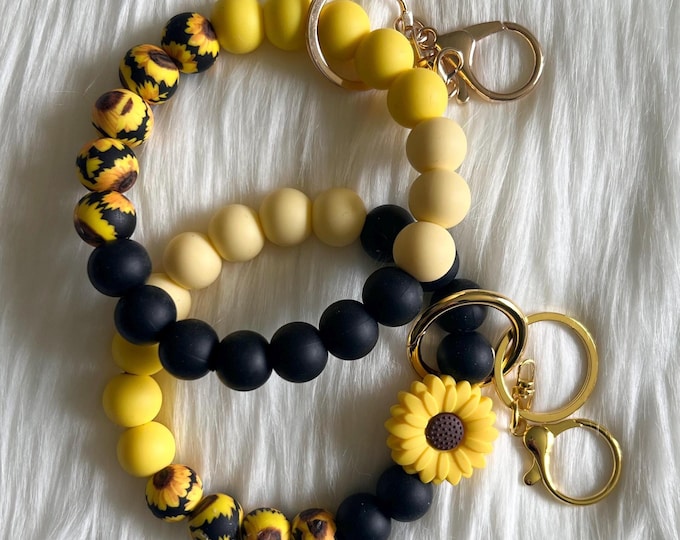 Wristlet|Silicone Bead Wristlet|Key Wristlet|Teacher Wristlet|Keychain Wristlet|Sunflower Wristlet|Gift for Mom|Gift for her|Bridesmaid Gift