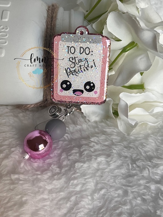 Stay Positive Badge Reel| Nurse Badge Reel| Custom Badge Reel| Personalized Badge ReelFunny Badge Reel|Glitter Badge Reel