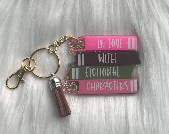 Book Lover Acrylic Keychain: Fictional Characters Gift