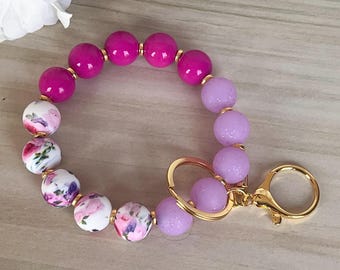 Wristlet|Silicone Bead Wristlet|Key Wristlet|Teacher Wristlet|Keychain Wristlet|Flower Wristlet|Gift for Mom|Gift for her|Bridesmaid Gift