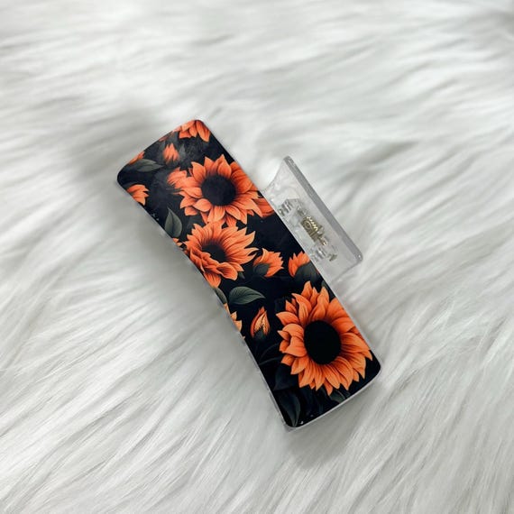 Acrylic Hair Clip|Handmade Hair Accessory||Gift for Her|Sunflower Hair Claw Clip|Fall Hair Claw Clip|Handmade Hair Accessory|Gift for Mother