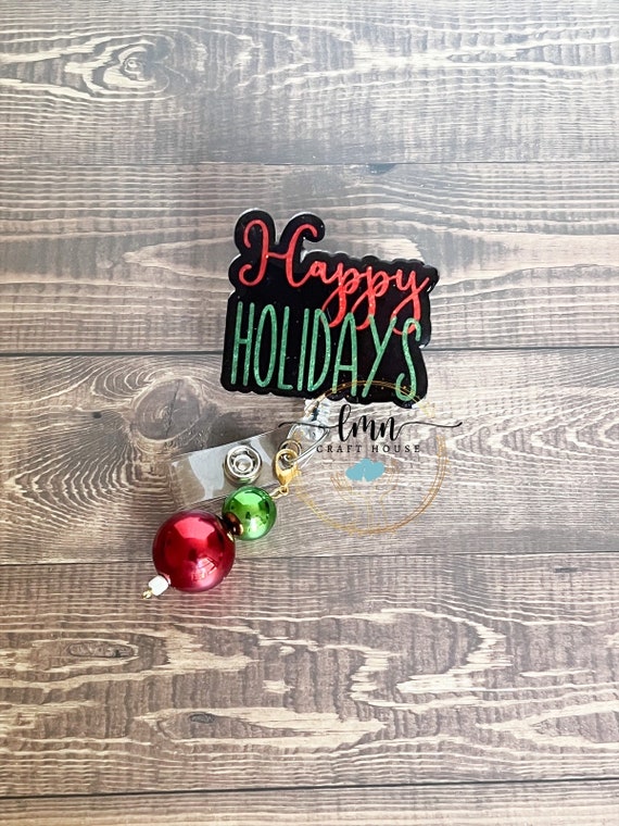 Happy Holidays Badge Reel|Christmas Badge Reel|Custom Badge reel|Personalized Badge reel|Holiday Badge reel
