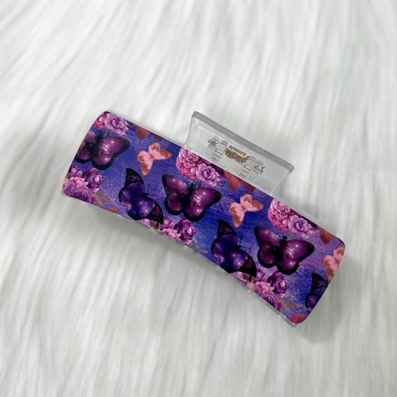 Acrylic Hair Clip|Handmade Hair Accessory||Gift for Her|Floral Hair Claw Clip|Girly Hair Claw Clip|Handmade Hair Accessory|Purple Claw Clip