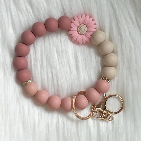 Wristlet|Silicone Bead Wristlet|Key Wristlet|Teacher Wristlet|Keychain Wristlet|Flower Wristlet|Gift for Mom|Gift for her|Bridesmaid Gift