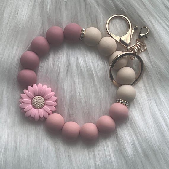 Wristlet|Silicone Bead Wristlet|Key Wristlet|Teacher Wristlet|Keychain Wristlet|Flower Wristlet|Gift for Mom|Gift for her|Bridesmaid Gift