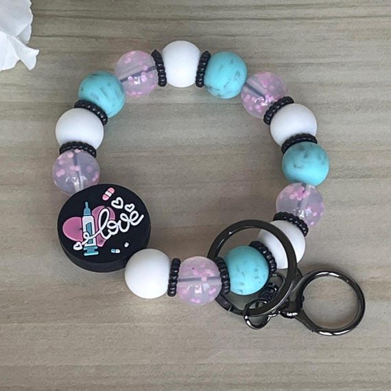 Wristlet|Silicone Bead Wristlet|Key Wristlet|MA Wristlet|Keychain Wristlet|Nurse Wristlet|Gift for Mom|Gift for her|Bridesmaid Gift