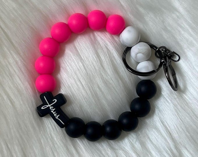 Wristlet|Silicone Bead Wristlet|Key Wristlet|Teacher Wristlet|Keychain Wristlet|Religious Wristlet|Gift for Mom|Gift for her|Bridesmaid Gift