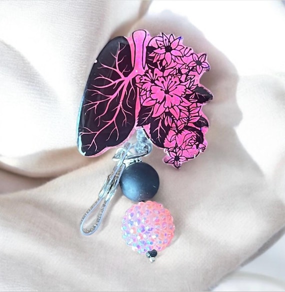 Floral Lungs Badge Reel|Respiratory Therapist Badge Reel|RT Badge Reel|Lungs Badge Reel|Cute Badge Reel|Glitter Badge Reel|Nurse Badge Reel
