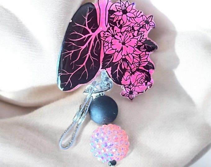 Floral Lungs Badge Reel|Respiratory Therapist Badge Reel|RT Badge Reel|Lungs Badge Reel|Cute Badge Reel|Glitter Badge Reel|Nurse Badge Reel