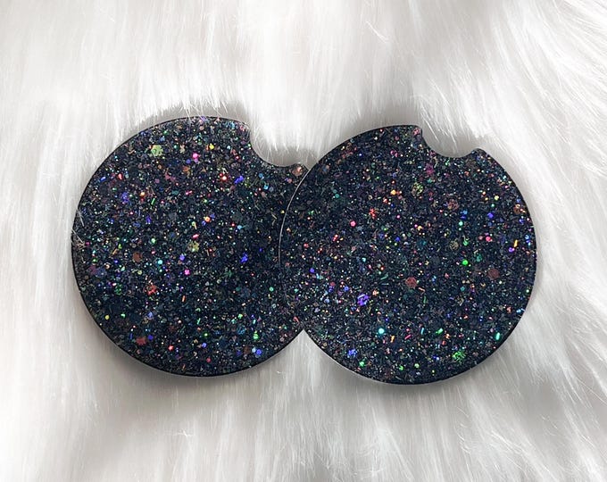 Glitter Car Coaster|Black Car Coaster|Bling Car Coaster|Custom Car Coaster|New Car Gift|Bling Car Accessories|Personalized Car Coaster
