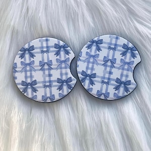 Blue Coquette Bow Car Coaster|Pink Car Coaster|Car Coaster|Girl Car Coaster|New Car Gift|Bling Car Accessories|Personalized Car Coaster