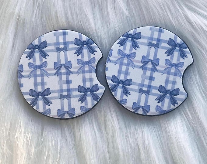 Blue Coquette Bow Car Coaster|Pink Car Coaster|Car Coaster|Girl Car Coaster|New Car Gift|Bling Car Accessories|Personalized Car Coaster