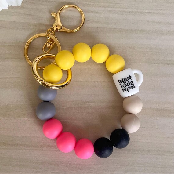 Wristlet|Silicone Bead Wristlet|Key Wristlet|Teacher Wristlet|Keychain Wristlet| Wristlet|Gift for Mom|Gift for her|Bridesmaid Gift