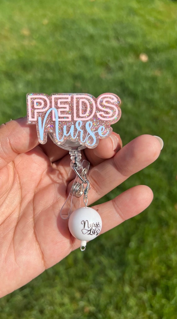 PEDS Nurse Badge Reel|Pediatric Nurse Badge Reel|Nurse Badge Reel|Glitter Badge Reel|Glitter Badge Reel|Custom Badge Reel