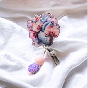 Anatomical Heart Badge Reel|Floral Heart badge Reel|Flower Badge Reel|Heart Badge Reel|Custom Badge Reel|Cardiology Badge Reel
