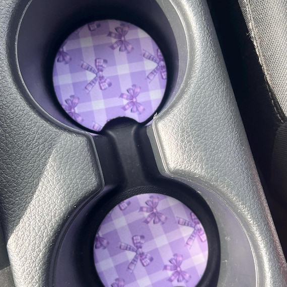 Purple Coquette Bow Car Coaster|Pink Car Coaster|Car Coaster|Girl Car Coaster|New Car Gift|Bling Car Accessories|Personalized Car Coaster