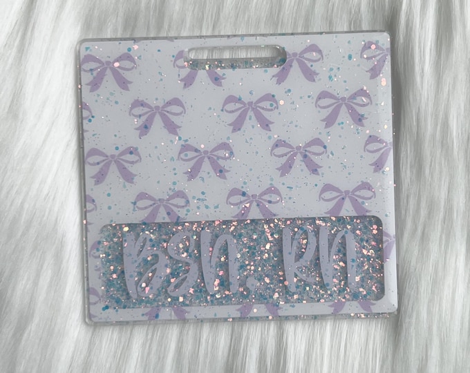 Personalized Badge Buddy|Coquette bow Badge Buddy|Pink Bow Badge Buddy|ID Badge|Customized Badge Buddy|Glitter Badge Buddy|Nurse Badge Buddy