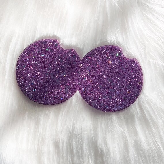 Glitter Car Coaster|Purple Car Coaster|Bling Car Coaster|Custom Car Coaster|New Car Gift|Bling Car Accessories|Personalized Car Coaster