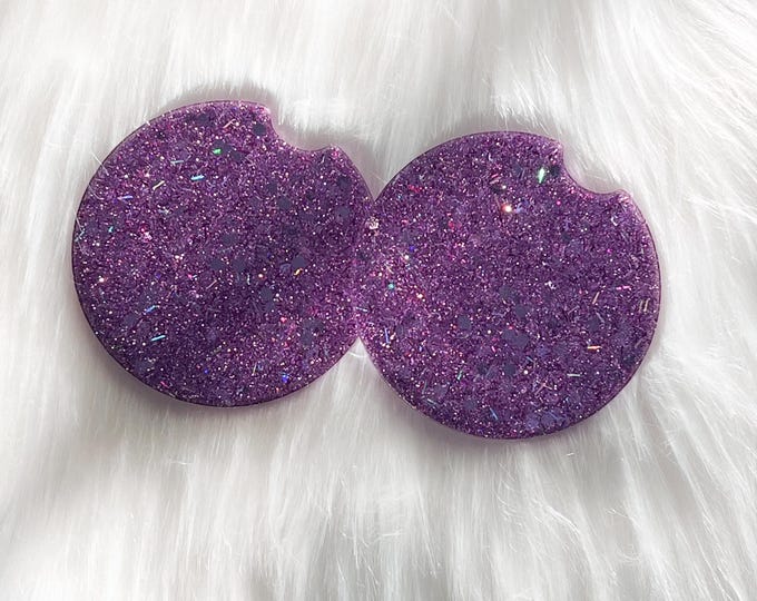 Glitter Car Coaster|Purple Car Coaster|Bling Car Coaster|Custom Car Coaster|New Car Gift|Bling Car Accessories|Personalized Car Coaster