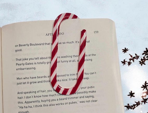 Candycane Bookmark|Custom Bookmark|Reading Bookmark|Book Lover Gift|Jumbo Bookmark|Personalized Gift|Christmas Bookmark|Paperclip Bookmark