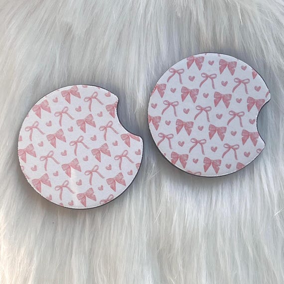 Coquette Bow Car Coaster|Pink Car Coaster|Car Coaster|Custom Car Coaster|New Car Gift|Bling Car Accessories|Personalized Car Coaster