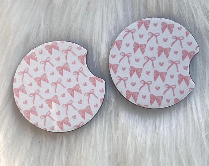 Coquette Bow Car Coaster|Pink Car Coaster|Car Coaster|Custom Car Coaster|New Car Gift|Bling Car Accessories|Personalized Car Coaster