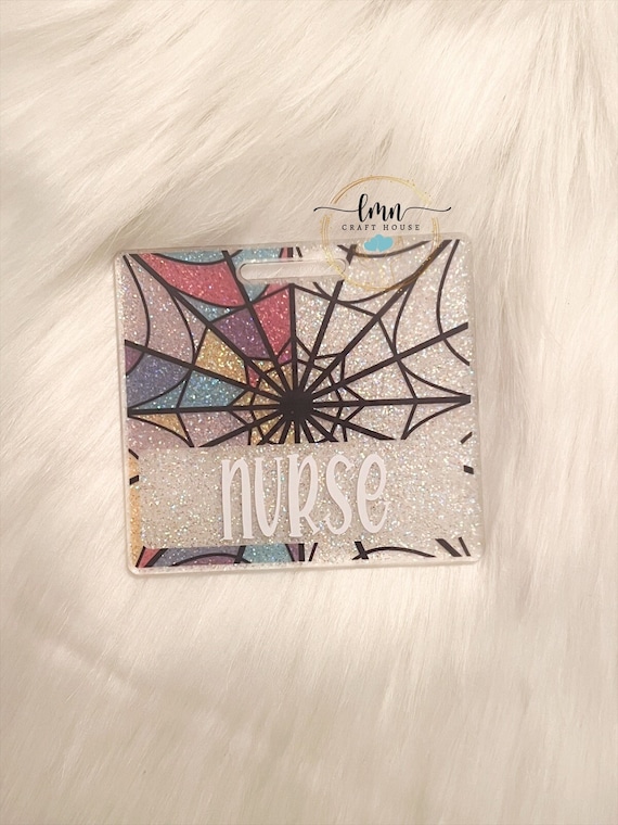 Spooky stained glass Badge Buddy| Nurse Badge Buddy| Medical Badge Buddy|Custom Badge Buddy|Halloween Badge Buddy|glitter badge buddy
