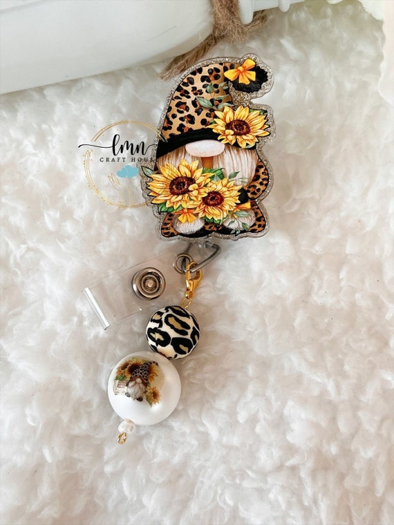 Sunflower Gnome Badge Reel| Nurse Badge Reel| Medical Badge Reel| Custom Badge Reel| Personalized Badge Reel|Cute Gnome Badge