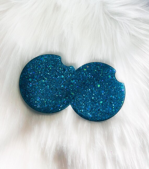 Glitter Car Coaster|Blue Car Coaster|Bling Car Coaster|Custom Car Coaster|New Car Gift|Bling Car Accessories|Personalized Car Coaster