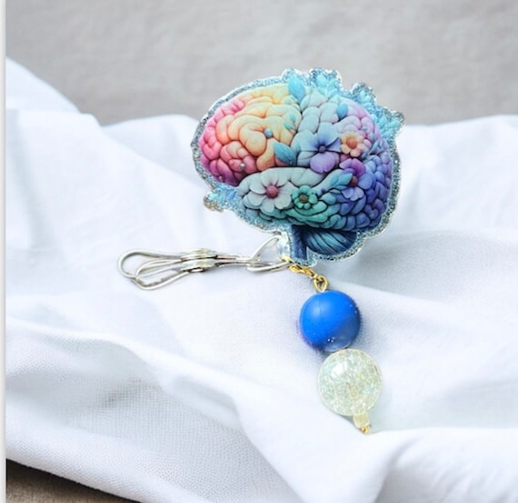 Floral Brain Badge Reel|Mental Health badge Reel|Brain Badge Reel|Glitter Badge Reel|Custom Badge Reel|Cardiology Badge Reel