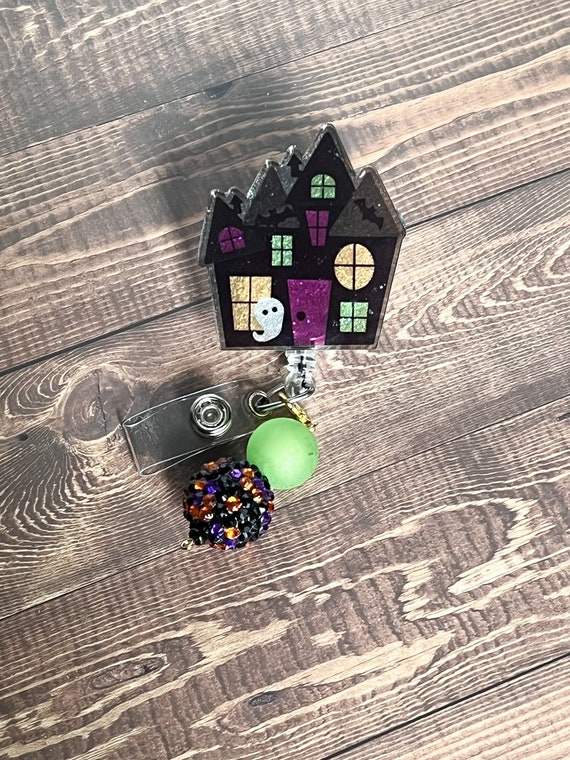 Haunted House Badge Reel|Halloween Badge Reel|Cute Badge Reel| Badge Clip|Custom Badge|Personalized Badge|Funny Badge Reel|Snarky Badge