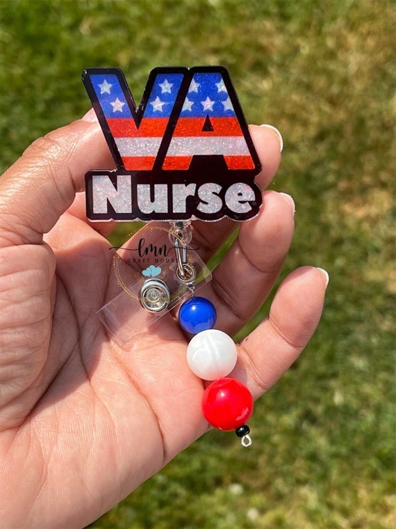 VA Nurse Badge Reel|Veterans Nurse Badge Reel|Cute Badge Reel| Badge Clip|Custom Badge|Personalized Badge|RN Badge Reel|Nurse Badge Reel