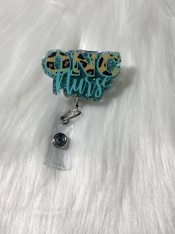 Oncology Nurse Badge Reel|Cheetah Badge Reel|Nurse Badge Reel|Glitter Badge Reel|Personalized Badge Reel|Cancer Center Badge