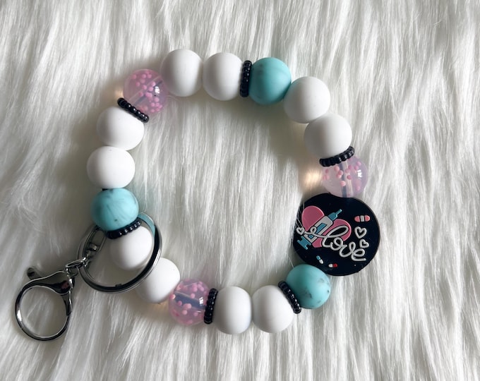 Wristlet|Silicone Bead Wristlet|Key Wristlet|MA Wristlet|Keychain Wristlet|Nurse Wristlet|Gift for Mom|Gift for her|Bridesmaid Gift
