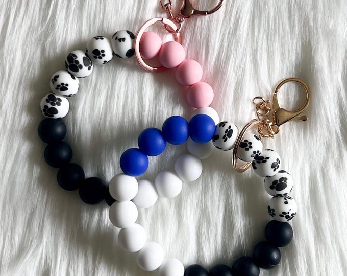 Wristlet|Silicone Bead Wristlet|Key Wristlet|Checkered Wristlet|Keychain Wristlet|Dog Paw Wristlet|Gift for Mom|Gift for her|Bridesmaid Gift