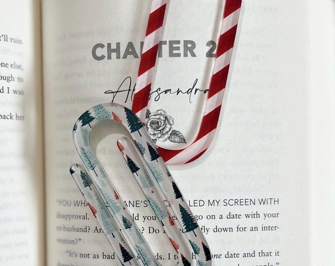 Candycane Bookmark|Custom Bookmark|Reading Bookmark|Book Lover Gift|Jumbo Bookmark|Personalized Gift|Christmas Bookmark|Paperclip Bookmark