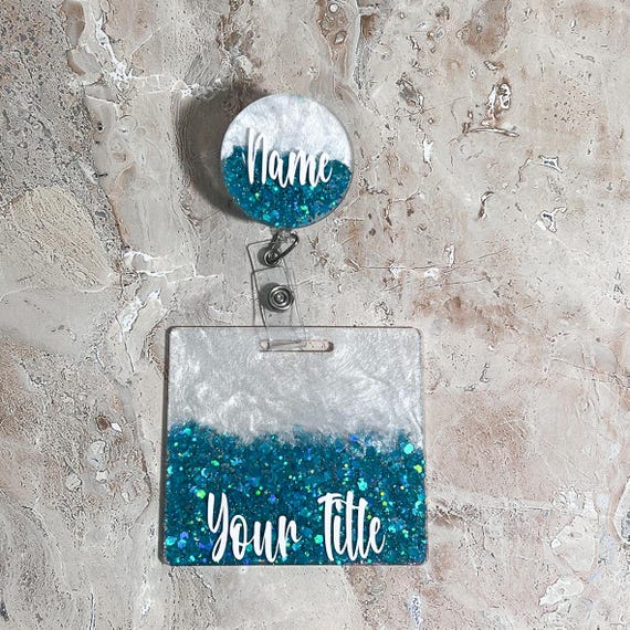 Blue Personalized Badge Buddy|Badge Buddy|Custom badge|ID Badge|Customized Badge Buddy|Glitter Badge Reel|Nurse Badge Buddy|Nurse Badge Reel