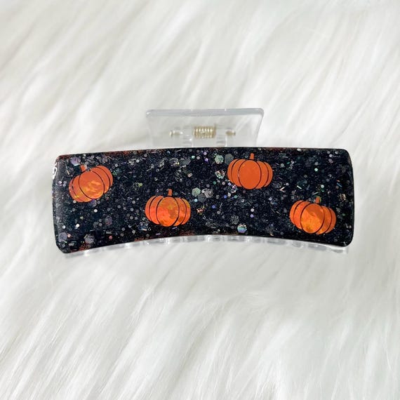 Acrylic Hair Clip|Handmade Hair Accessory||Gift for Her|Pumpkin Hair Claw Clip|Halloween Claw Clip|Handmade Hair Accessory|Gift for Mother
