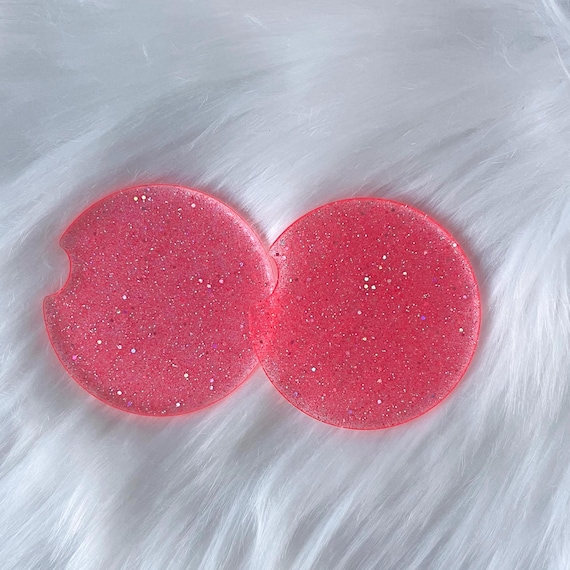 Glitter Car Coaster|Pink Car Coaster|Bling Car Coaster|Custom Car Coaster|New Car Gift|Bling Car Accessories|Personalized Car Coaster