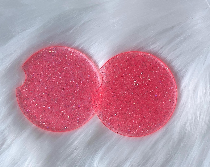 Glitter Car Coaster|Pink Car Coaster|Bling Car Coaster|Custom Car Coaster|New Car Gift|Bling Car Accessories|Personalized Car Coaster