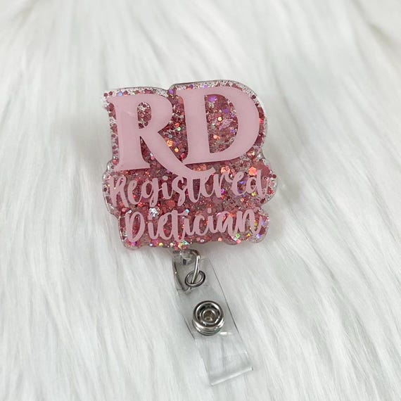 Registered Dietician Badge Reel|RD Badge Reel|Glitter Badge Reel|Cute Badge Reel|Custom Badge|Personalized Badge|Pnk Badge Reel