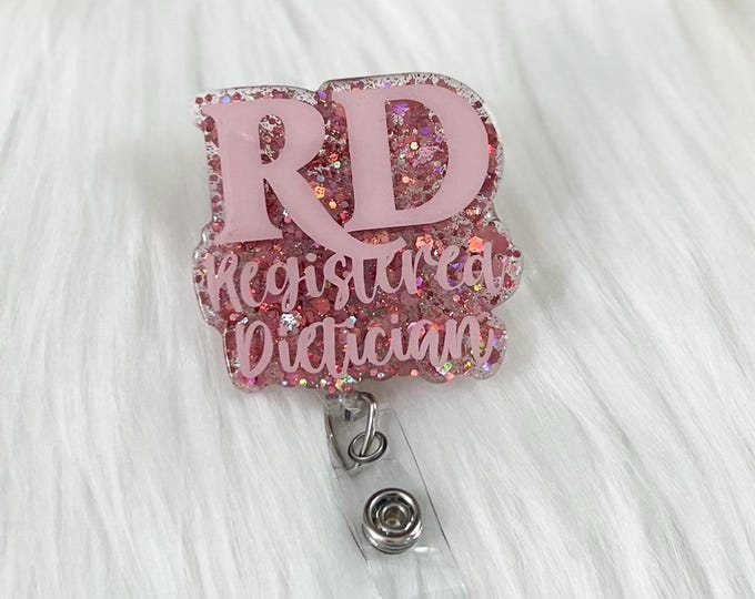 Registered Dietician Badge Reel|RD Badge Reel|Glitter Badge Reel|Cute Badge Reel|Custom Badge|Personalized Badge|Pnk Badge Reel