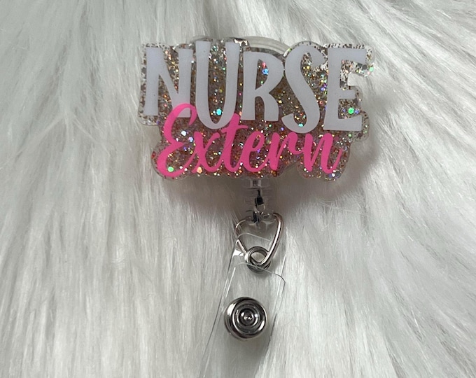 Nurse Extern Badge Reel|Nurse Badge Reel|Nursing Badge Reel|Glitter Badge Reel|Custom Badge Reel|Personalized Badge Reel|Rn Badge Reel