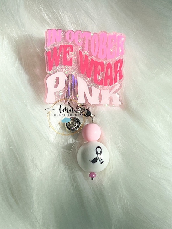 Cancer Awareness Badge Reel|Wear Pink badge Reel|Breast Cancer badge Reel|Glitter Badge Reel|Custom Badge Reel|Hope Badge Reel