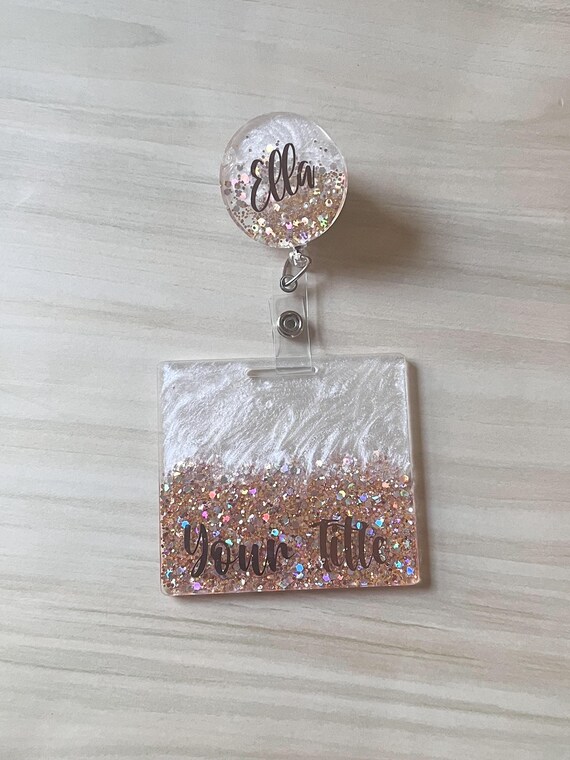 Gold Personalized Badge Buddy|Badge Buddy|Custom badge|ID Badge|Customized Badge Buddy|Glitter Badge Reel|Nurse Badge Buddy|Nurse Badge Reel