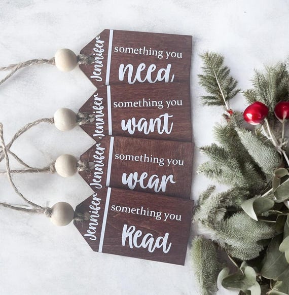 Stocking Personalized Tags|Custom Christmas Tags|Laser Cut 3D Name|Custom Christmas Ornament|Name Tags|Wooden Gift Tags|Secret Sana Tags